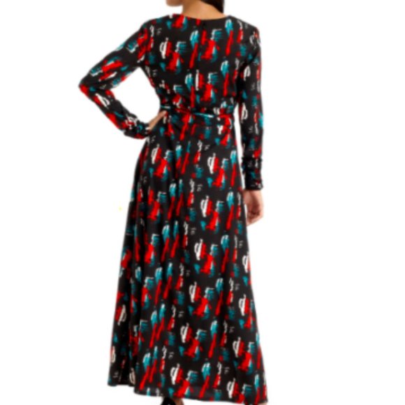 W118 Walter Baker Maxi Dress SMALL Black Red Teal - Picture 2 of 9